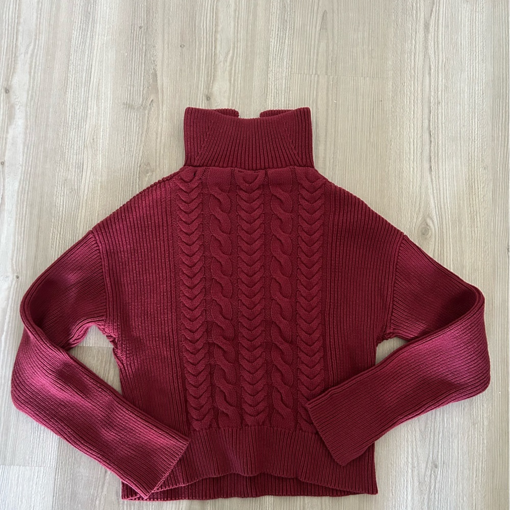 Sorella Dark Red Cable Knit Long Sleeve Sweater​ - Picture 13 of 15